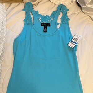 NWT INC International Concepts Women's Turquoise Lace Strap Tank Top XL